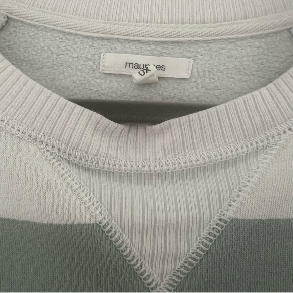 Maurices Green and Cream Striped Willowsoft Rugby Striped Fleece Sweatshirt - Picture 3 of 4